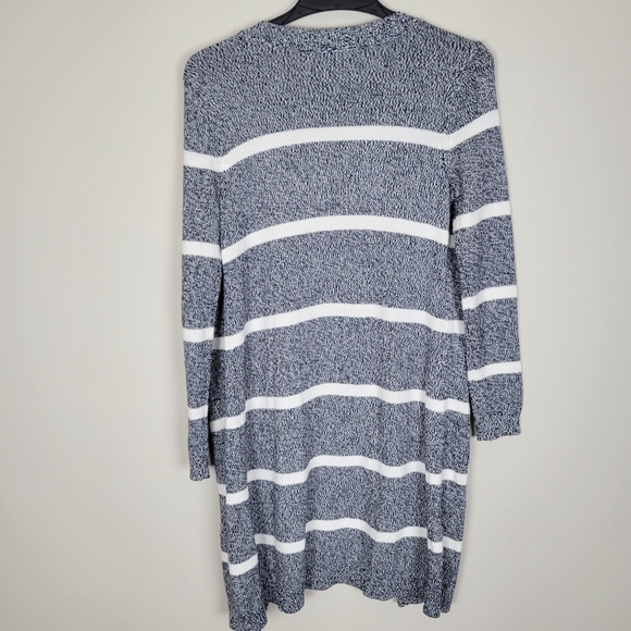 Talbots Womens Navy Striped Marled Duster Long Cardigan Size Petite 100% Cotton - Picture 10 of 10